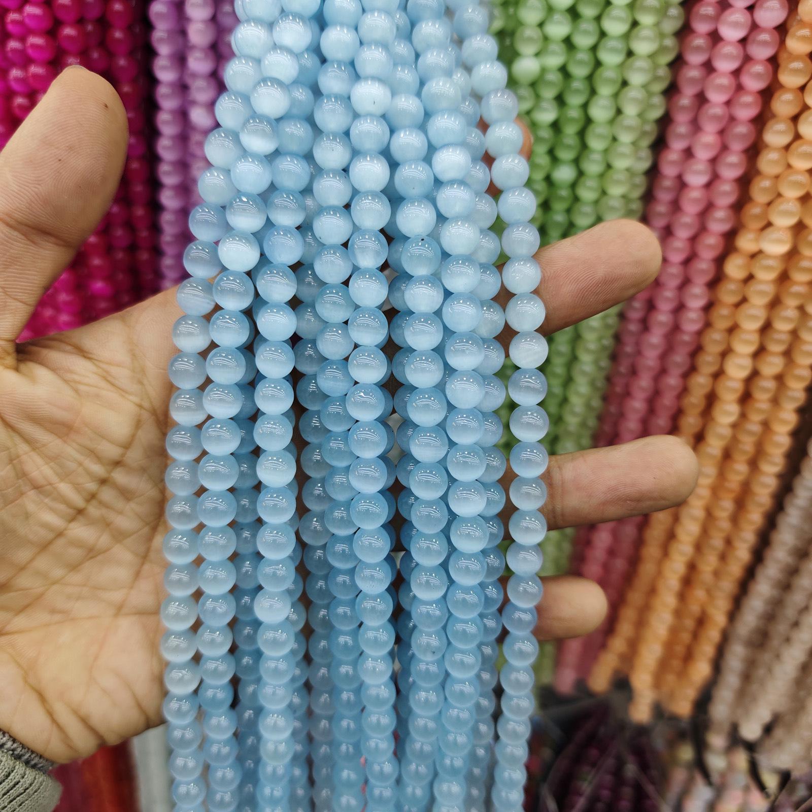 

8mm Cat s Eye Stone Beads: Single, Double, Triple-Color, DIY Jewelry Round Beads 8mm approx. 47 beads