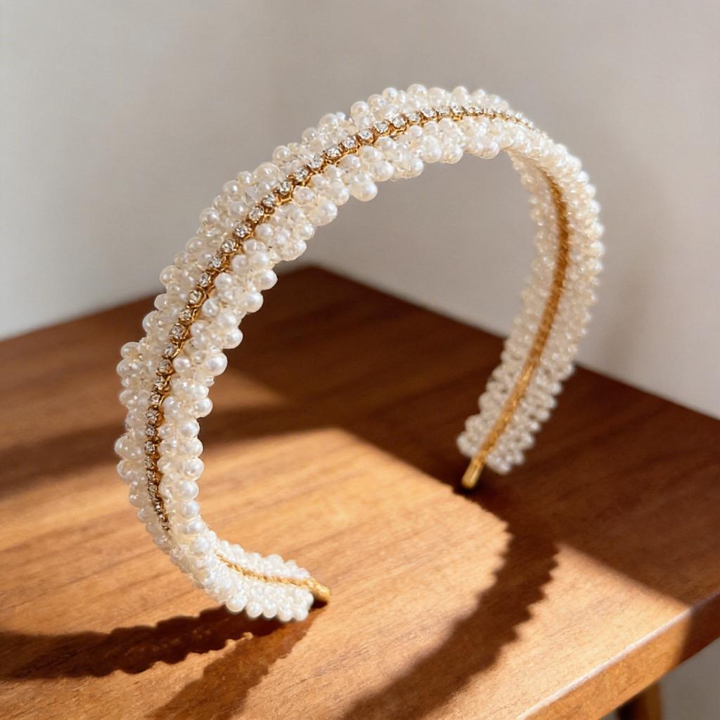 Woven Hair Accessory Sturdy Wedding Hair Accessory Gold Wire Hairband Exquisite Bridal Pearl Headband For Daily Commutes Bridal