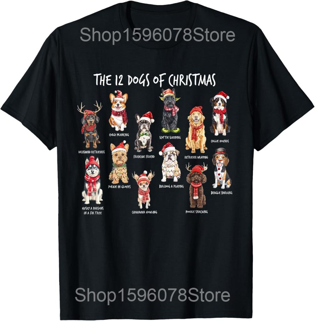 Dog Paws Print Christmas Tree Lights Dog Lover T Shirts Men Cotton Humor Streetwear Tee Shirt Short Sleeve Unisex Loose Clothing