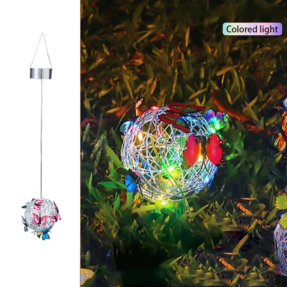 1 Piece Colorful Butterfly Solar Globe Light Outdoor Patio Garden Decorative Hanging Tree Lights Holiday Mood Lighting