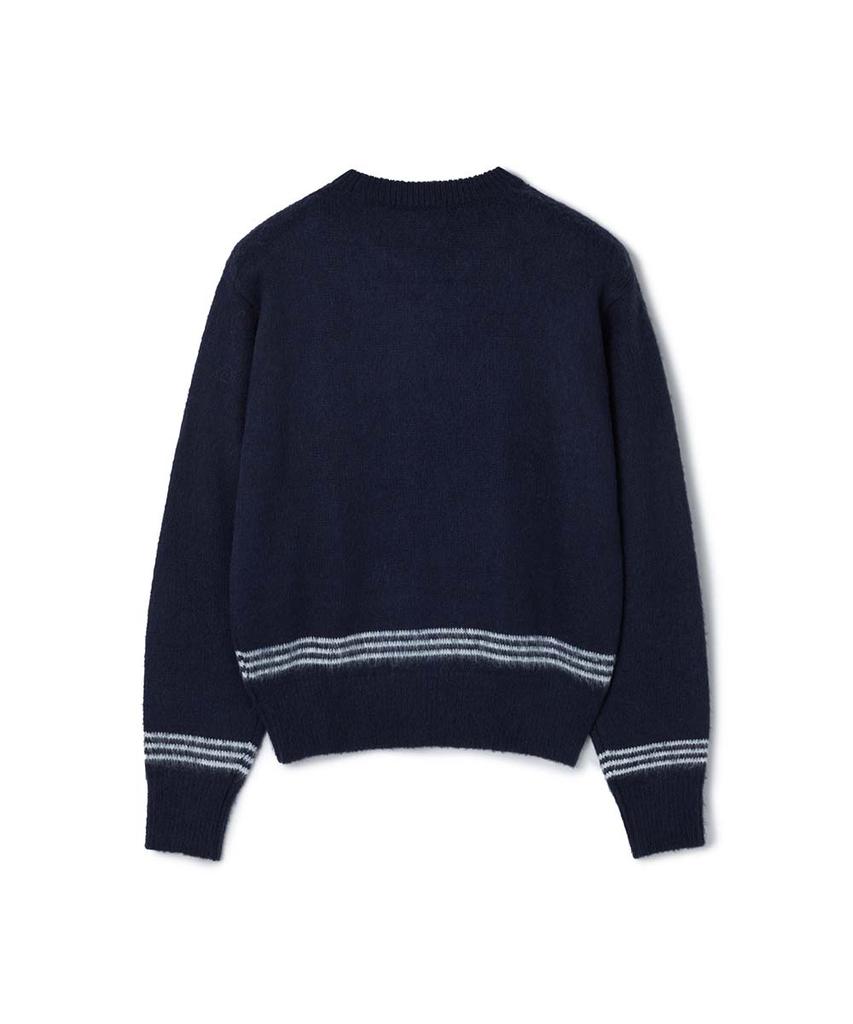 MOONSUN Essential_Unisex Mss Mohair Blend Stripe Knit [Navy]