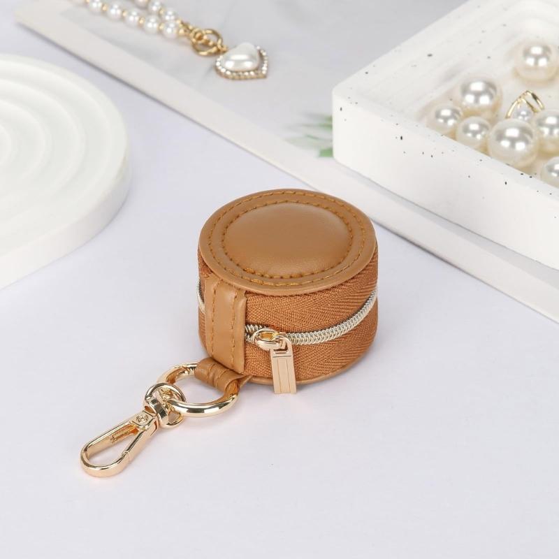 Miniature Jewelry Storage Box With Detachable Keychain Elastic Bands For Rings Earrings Gym Travel Essential