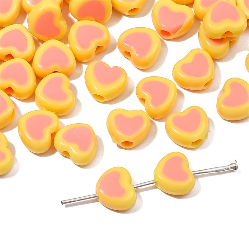 

30 шт. акриловых бусин в форме сердца, свободные разделительные бусины для изготовления ювелирных изделий, DIY браслетов, ожерелий жёлтый