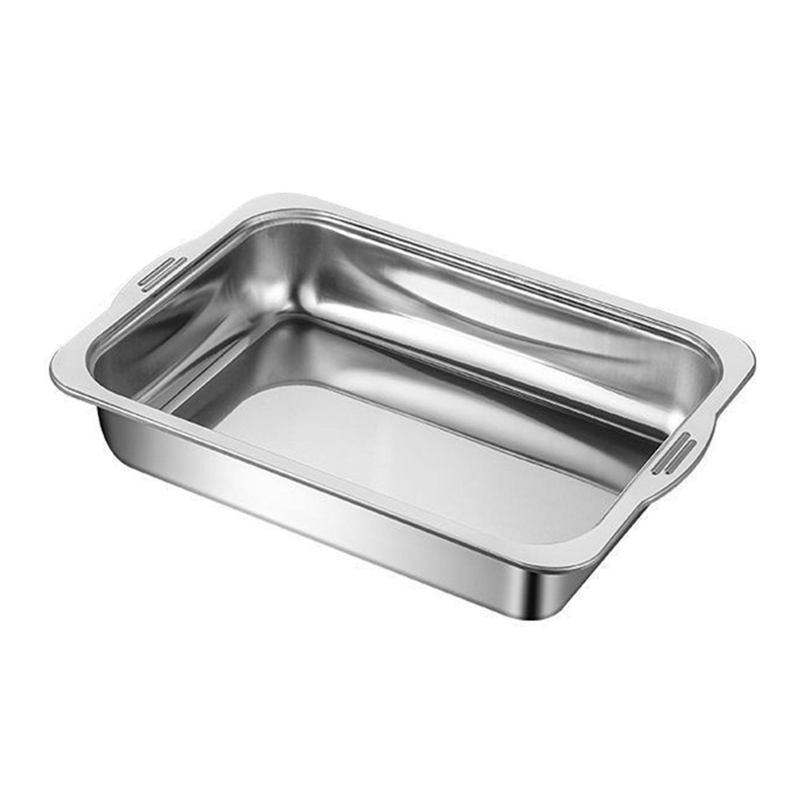 

Прямоугольный глубокий поднос из нержавеющей стали, устойчивый к ржавчине, многоцелевой поднос для хранения продуктов питания для кухни, блюд, буфетов, барбекю, выпечки