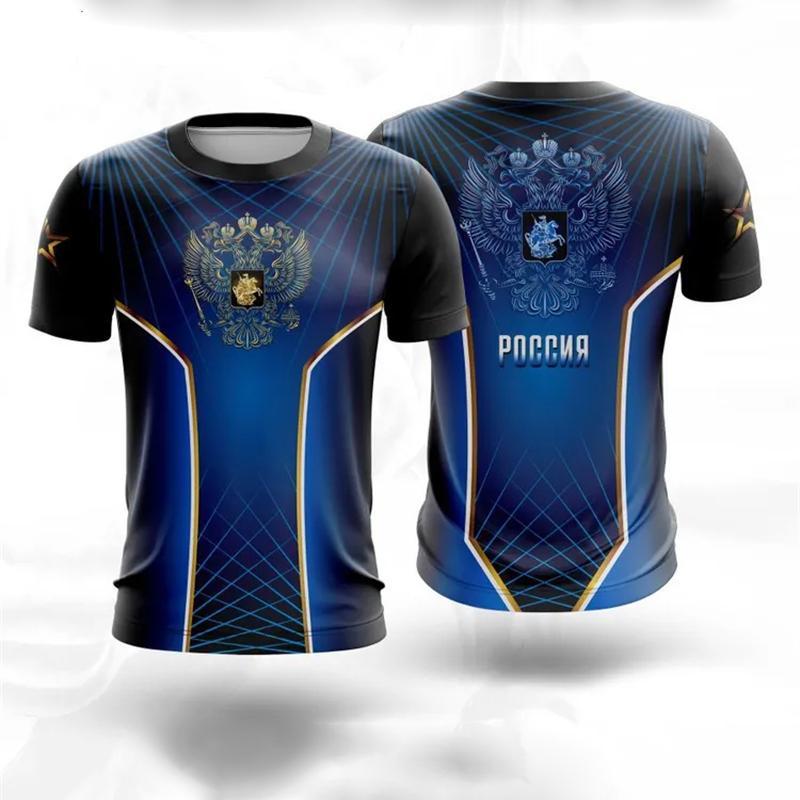 Russian Coat Of Arms T-shirt For Men's Clothes Camouflage Outdoor Sport Wear T Shirt Short Sleeve Tee Top Summer Women's T-shirt