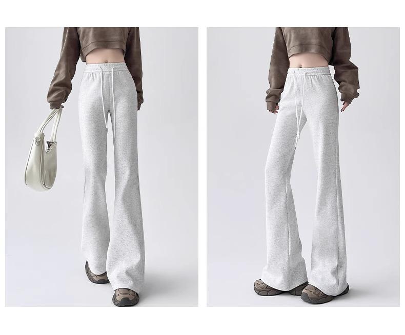 2024 Women's American Retro Petite Slimming Sports Pants, Spring/Autumn, Micro Flare with Drawstring