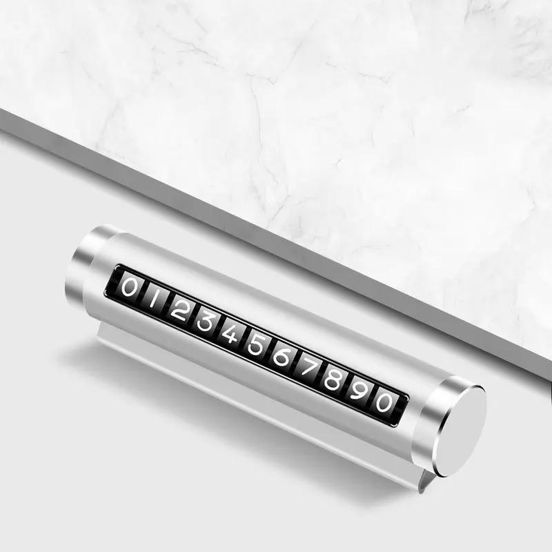 Metal Car Temporary Parking Card Rotate Phone Number Plate Aluminum Stickers Park Stop In Car-styling Auto Accessories