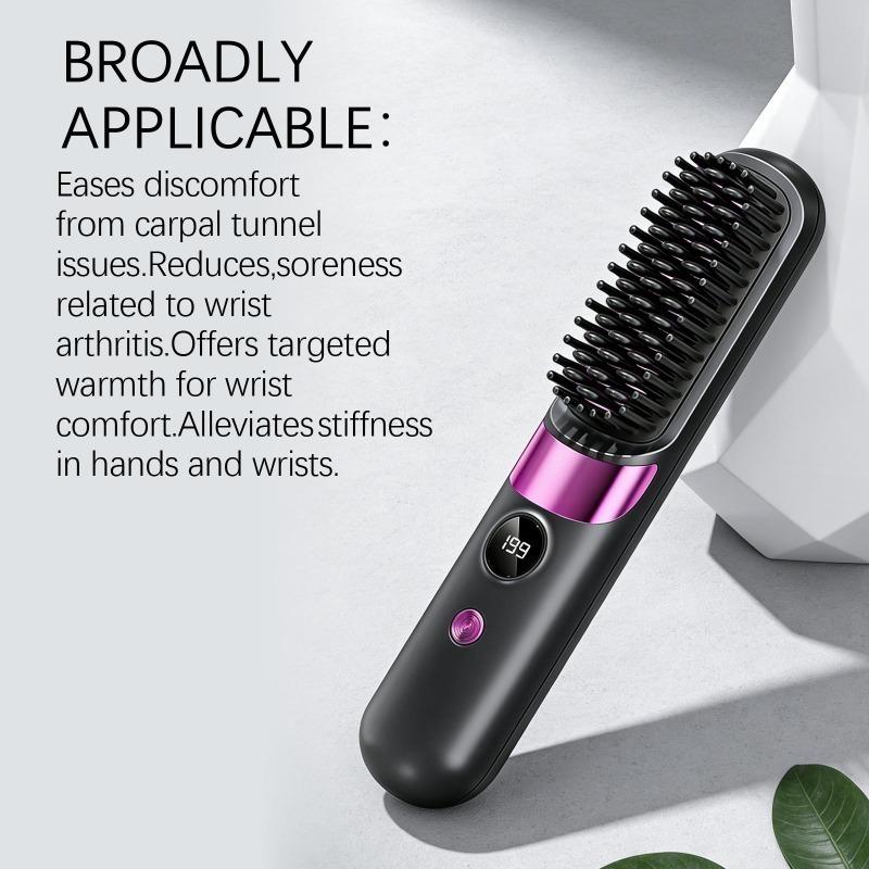 Wireless Hair Straightening Brush, 30s Fast Heat Ionic Ceramic Straightener Comb, Portable Cordless Quick Styling Tool for Travel & Daily Touch-Ups