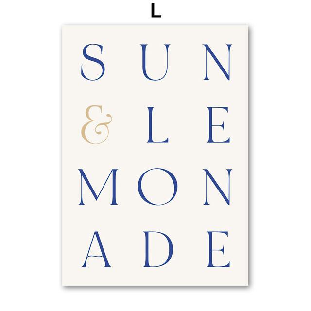 Santorini Sonne Zitronenbaum Vase Abstrakte Landschaft Poster und Drucke Wandkunst Leinwandmalerei Bilder Für Wohnzimmer Heimdekor