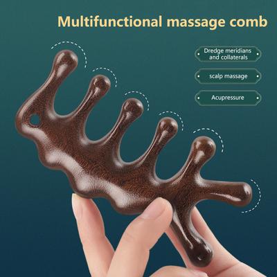 Meridian Massage Comb Handleless Wooden Point Acupuncture Head Comb Wide-Tooth Sandalwood Comb Massage Head For Health Care