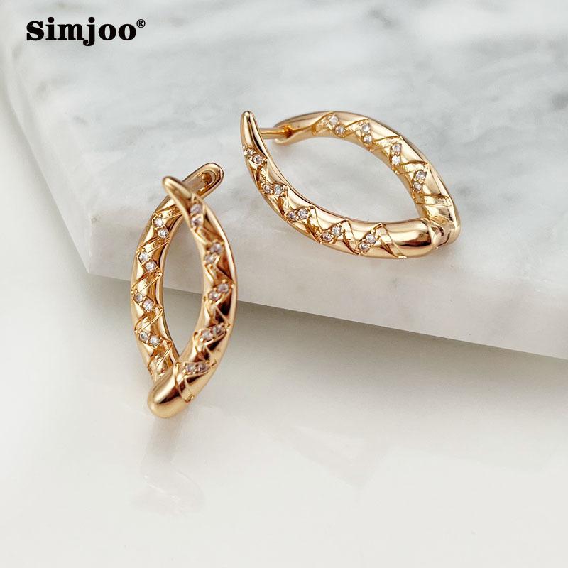 SIMJOO Beliebte Zirkon Ohrringe Nischen Design Horn Gewellte Ohrringe