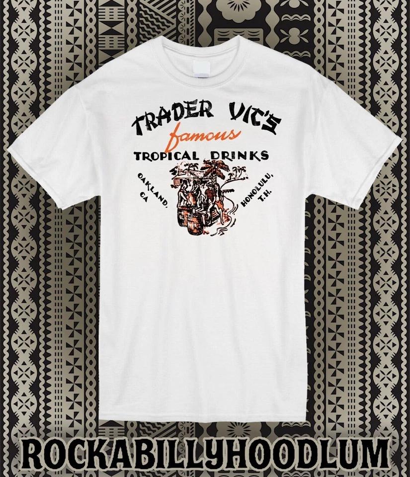 Retro Tiki T Shirt 100% Cotton Bar Mug Restaurant Trader Vics Tropical Drinks S