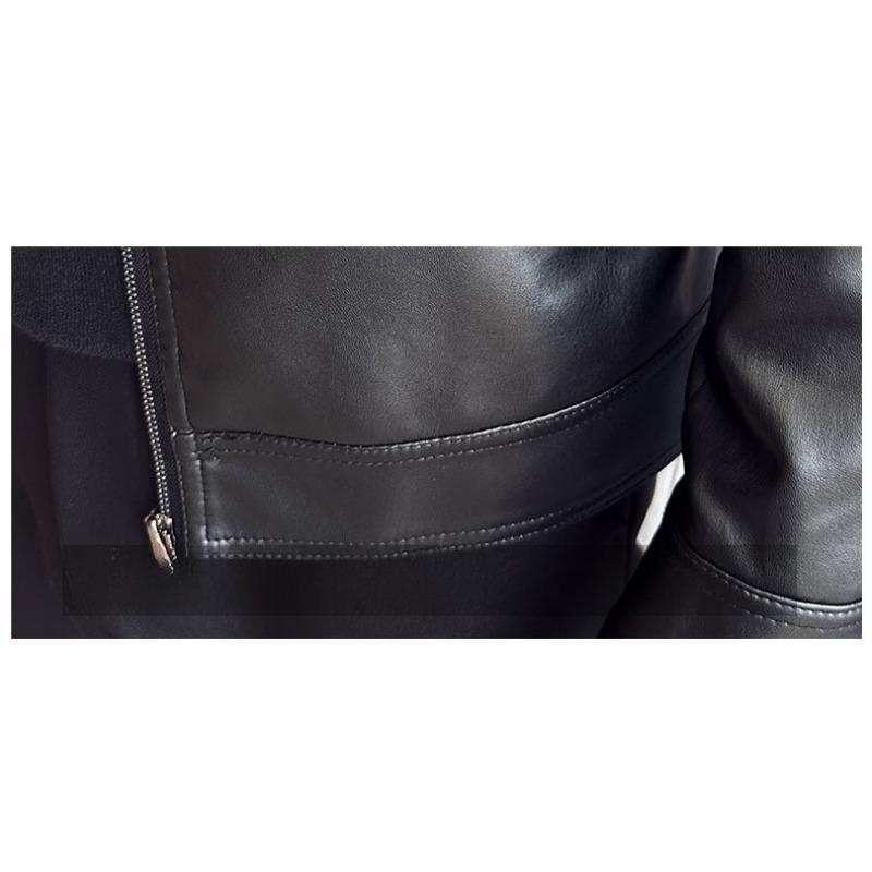 סתיו וחורף חדש לגברים אופנתי מזדמן צווארון בייסבול קצר צווארון PU נאה