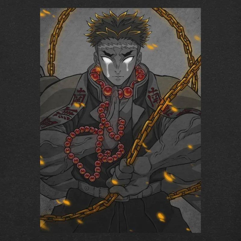 Gyomei Himejima T Shirt Demon Slayer Anime Men's Summer Cotton Women Streetwear Casual Oversized Classic Clothing Couple tee top