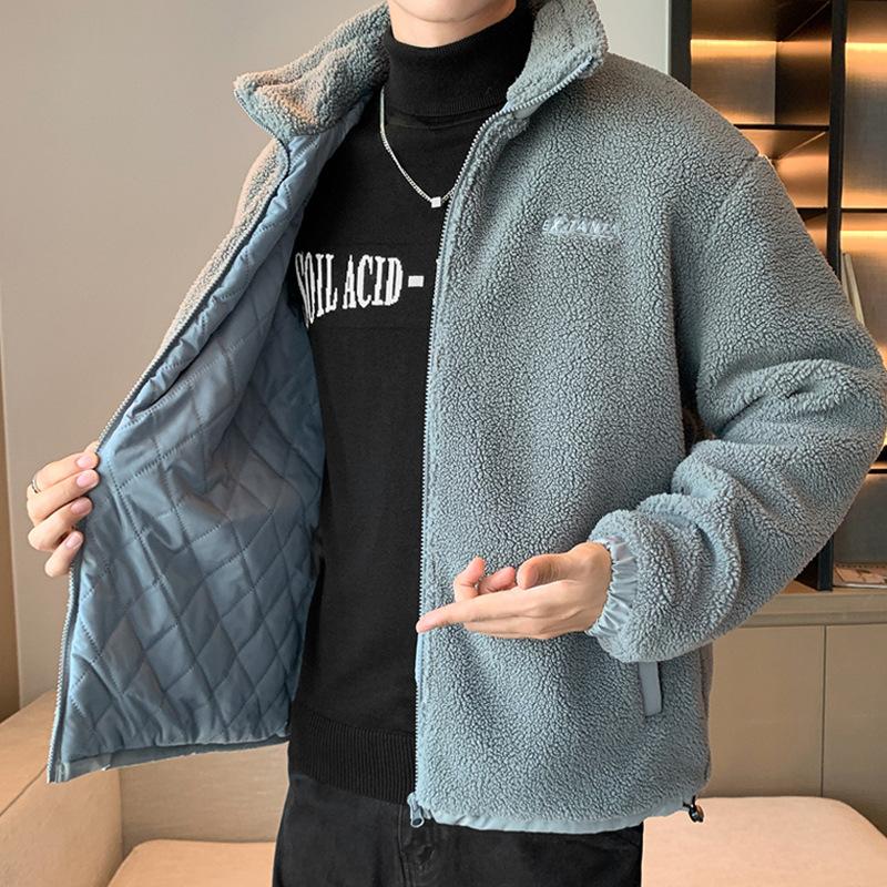 Lamb Wool Autumn and Winter Coat Cotton Coat Men's Trendy Winter Wear Hong Kong Fashion Brand Loose Casual Couple Cotton Coat Jacket Men