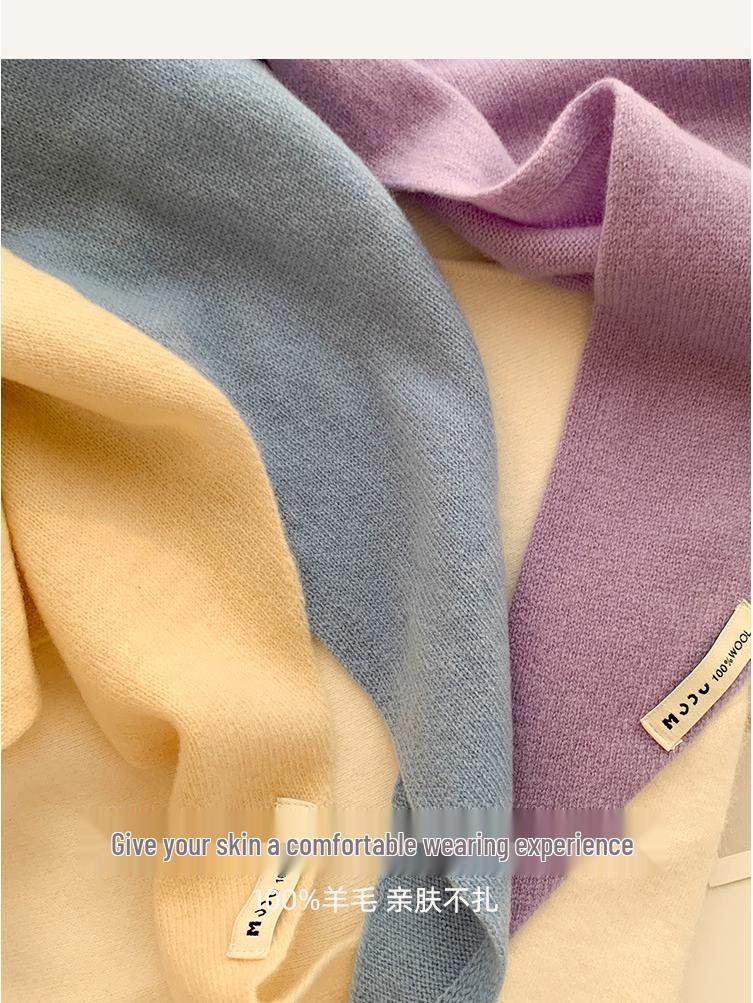 Women's Wool Knitted Triangular Shawl Scarf - Autumn/Winter Multifunctional Warm Headscarf