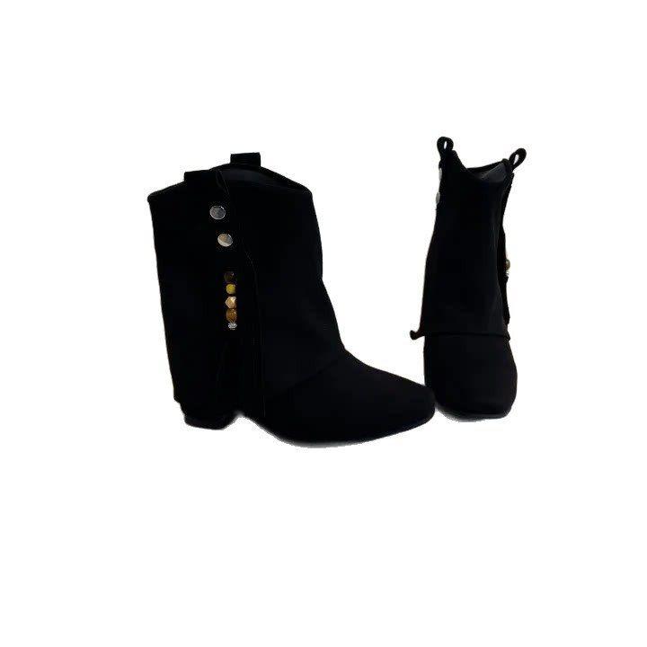 Western pointed fashion boots retro versatile inner height increase tassel pile new autumn and winter cowboy boots