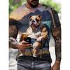 3D Puppy Pattern Printed Short Sleeved Summer Breathable Round Neck Top Men's T-shirts