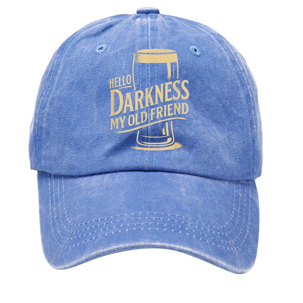 Washed cotton baseball cap with printed distressed soft top denim hat, vintage hat