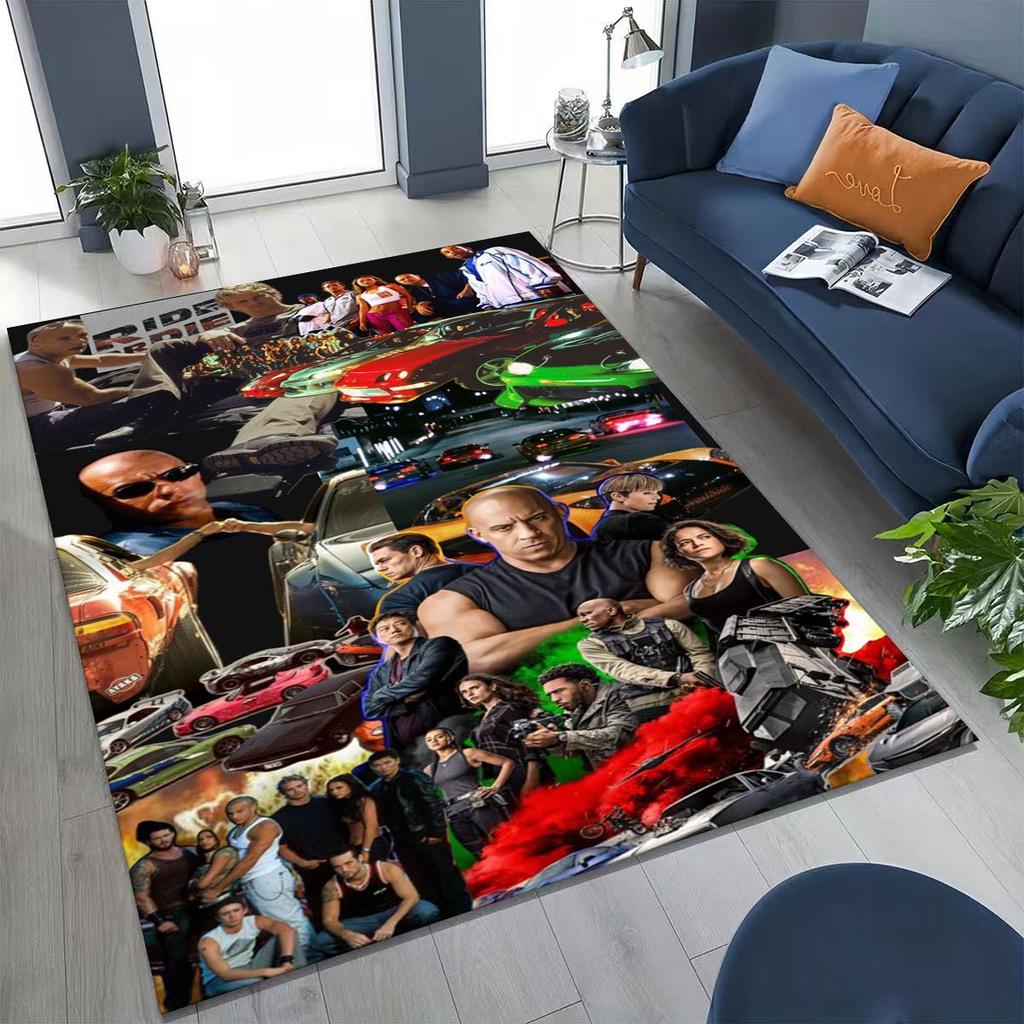 Alfombra Decorativa Rápida y Furiosa X Dominic Art para Dormitorio Sala de Estar Sofá Hogar Felpudo, Alfombrilla de Suelo Grande Antideslizante para Niños