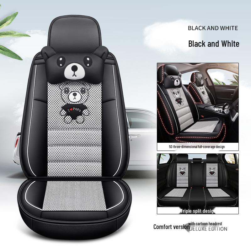 AION S Max 580 Geely L Thunder Hi Leather & Ice Silk Cartoon Car Seat Cushion - Universal, All-Season.