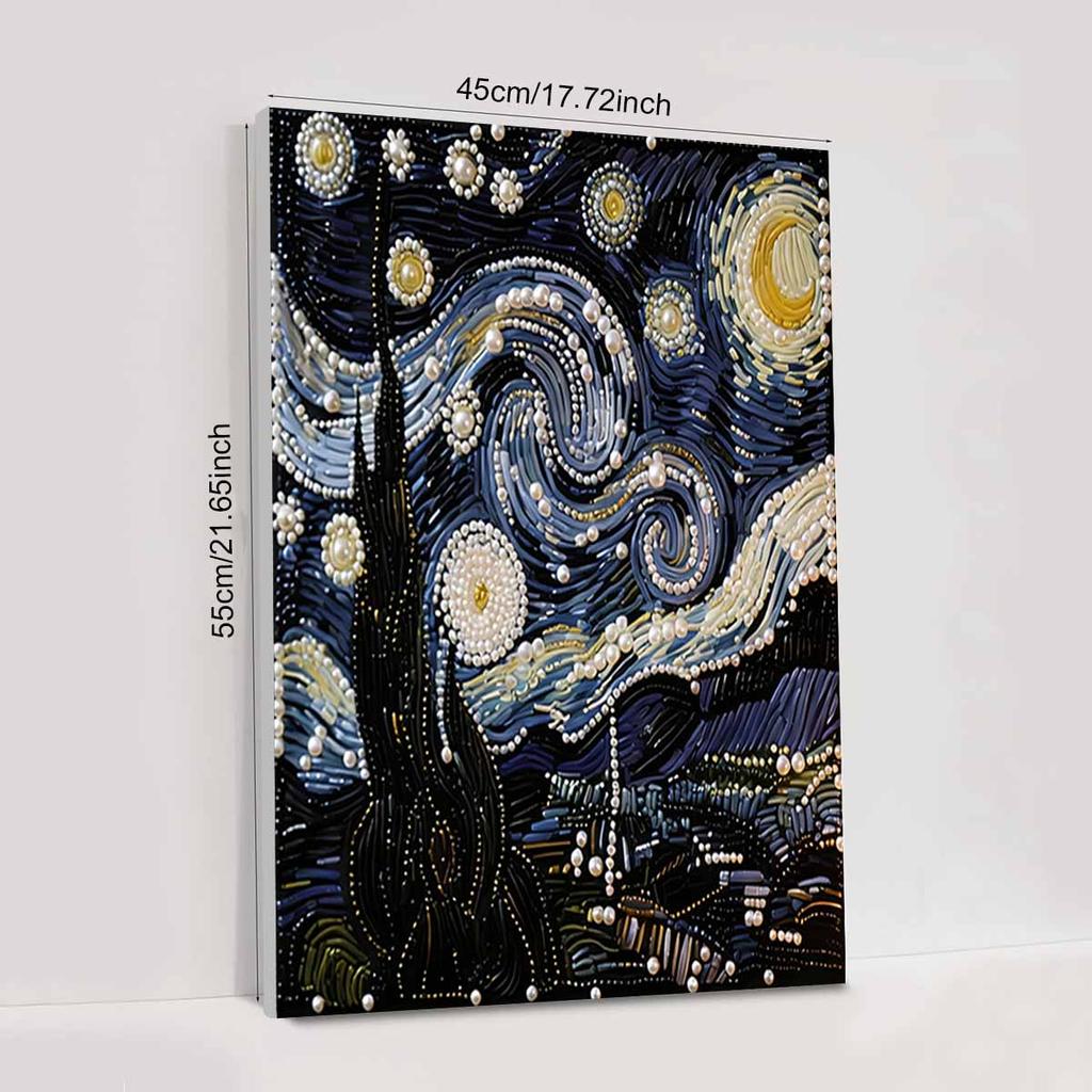 Crystal Pearl Painting 5D DIY Frame Decoration Painting The Night Sky Home Wall Decoration Transparent Pearl Gemstone Painting Picture Art Crafts