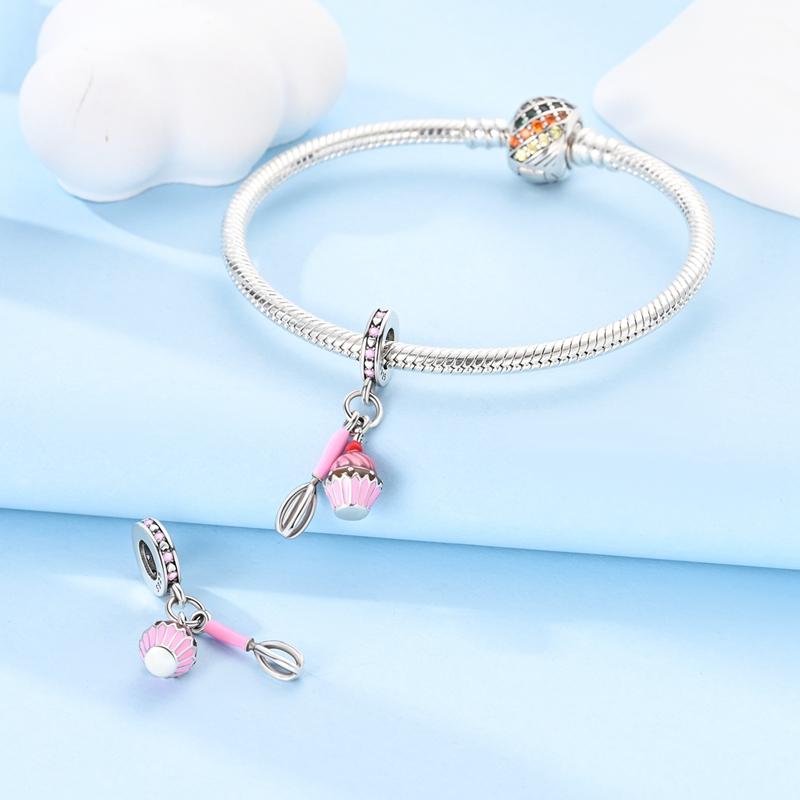Charms Original Copper Pink Egg Beater Pendant Cake Beads Fit Bracelet Women Jewelry Diy Fine Gift Accessory