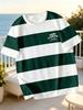 [Printed Design – Not Textured] Men's Casual Crew Neck Striped T-Shirt, Soft and Breathable Crew Neck, Comfortable for All Seasons, for Sports Fans,