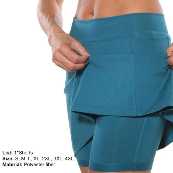 Pantalones cortos falda bolsillos de color sólido verano línea A pantalones cortos de entrenamiento de doble capa para fitness