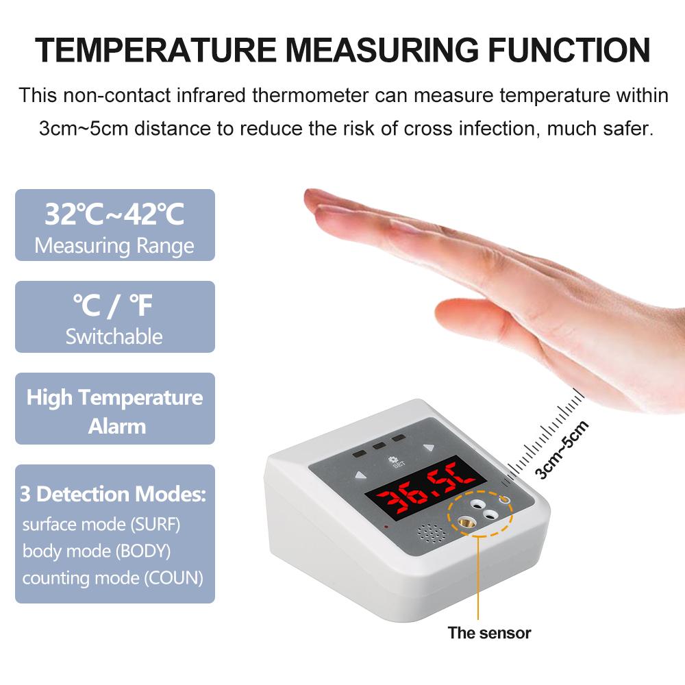 2-in-1 Automatic Digital Thermometer Non-Contact Infrared Temperature Measurement + Time Display