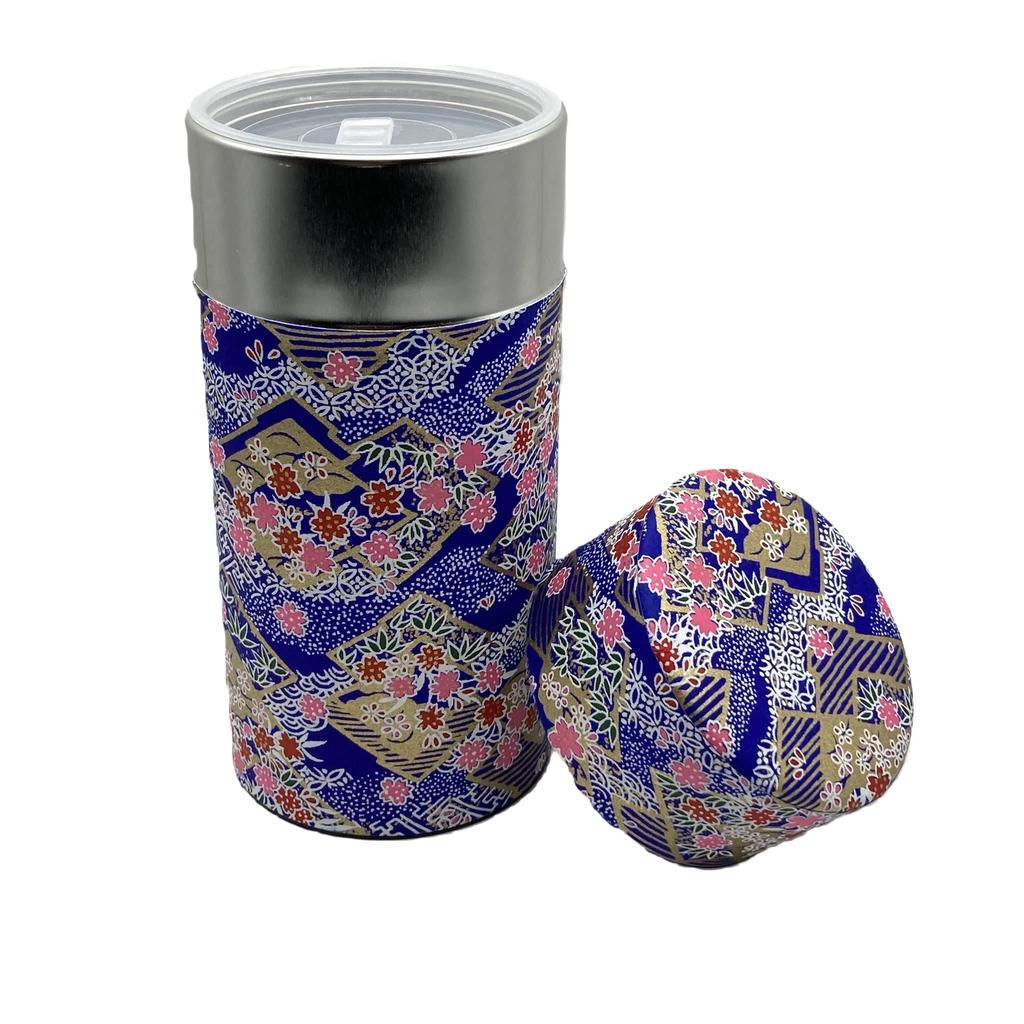 Noguchi Kumataro Tea Garden Tea Large Capacity Yuzen Washi Paper with Inner Cherry Blossom Blizzard Made in Stylish Caddy, 200g, Lid, Design, Japan,