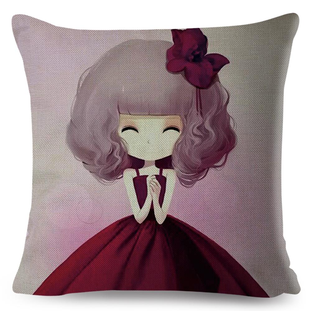 Dreamy Scene Illustrated Cushion Cover Umbrella Flower Soft Background Art Print Soft Square Pillow Modern Home Decor xcm
