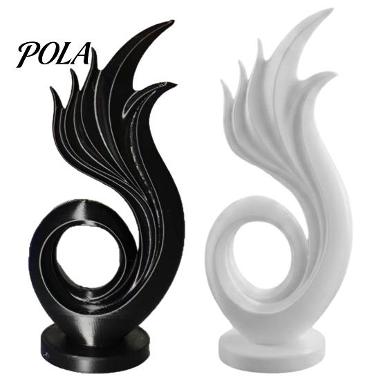 High-end Interior Decor 3D Printed Abstract Flame Swirl Sculpture, Modern Flowing Curve Art Statue, Matte Streamlined Desk Ornament Anti-Dust Desktop