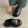 British Style Thick Heel High Heel Small Leather Shoes Women's Summer Fashion Retro Lace-up Skirt Single Shoes Thick Sole Shallow Mouth Loafers