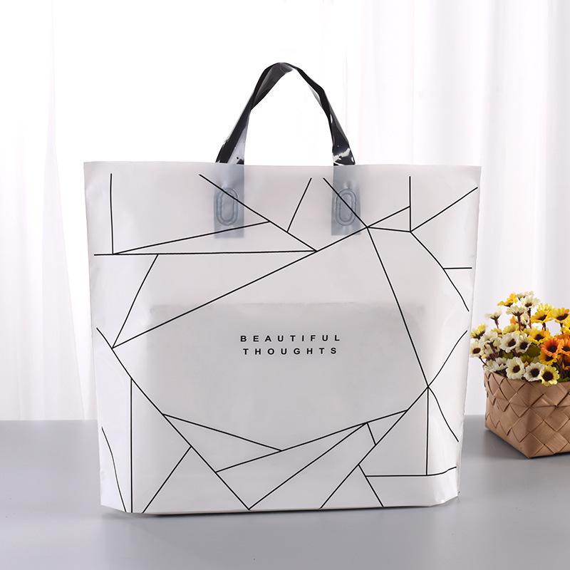 

10pcs New Solid Color Geometric Patterns Pattern Plastic Bag Cosmetic Handheld Shopping Bag Clothing Store Gift Packaging Pocket 33x25cm&10pcs
