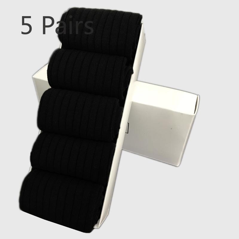 5 Pairs of Men's Spring and Autumn Striped Cotton Box Commercial Tube Socks