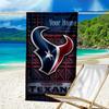 Custom Name Beach Towel Basketball Texans Logo Beach Towel, Soft Microfiber, Gift for Her/Him, Birthday, for Pool, Beach, Travel, Fan Gifts