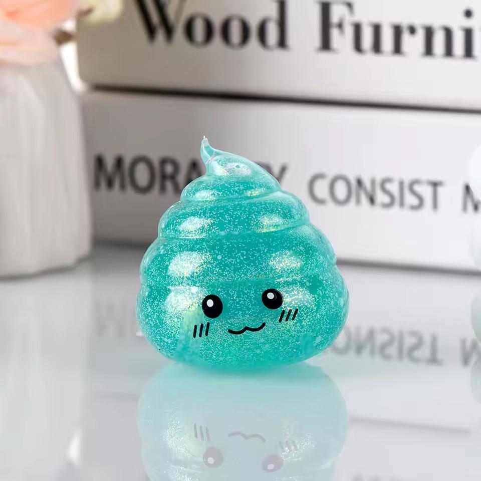 Novelty Squishy Poo Stress Ball Squishies Toys Glitter Funny Stretch Squeeze Fidget Toys For Adults Fool'S Day Prank Gift