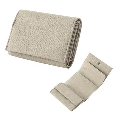 PURCHIC Mini Treviksplånbok för Kvinnor, Äkta Läder, Smal, Lätt, Kompakt och Rymmer Sedlar Säkert (Grå Beige)