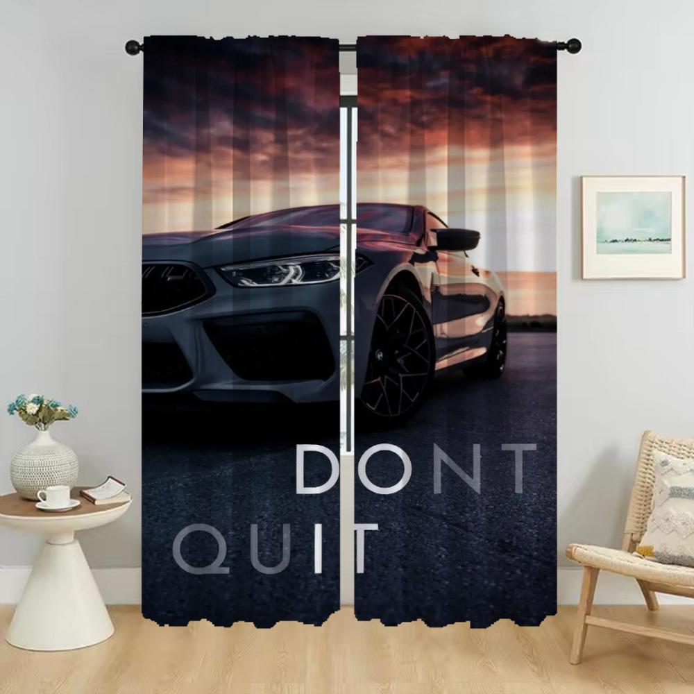 

Шторы для кухни BMW, занавески для гостиной, занавески для домашнего интерьера, 2 шт., тюль для украшения Хэллоуина для спальни W132xH183cmx2pcs-CL