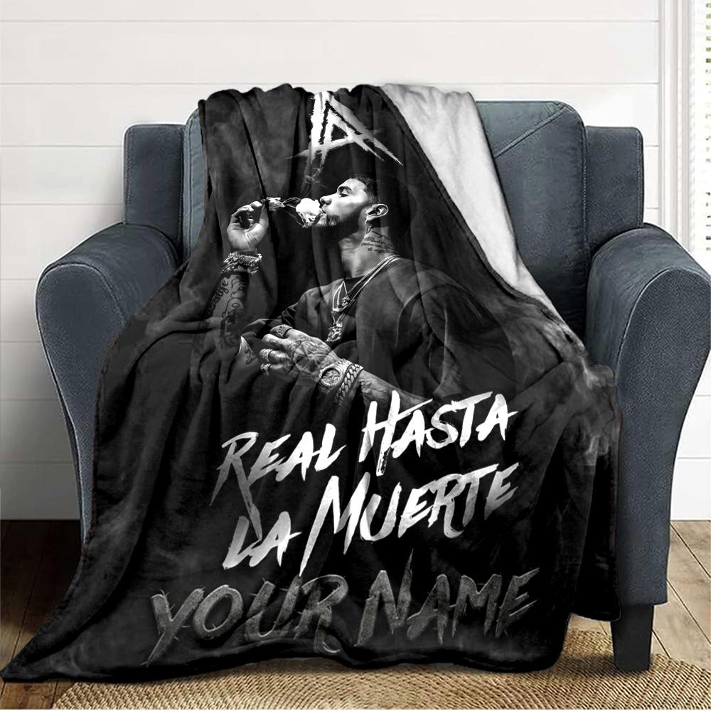 Name Custom Anuel AA Print Flannel Blanket High Quality Warm Comfortable Cover for All Seasons Perfect for Gifts Home Decor