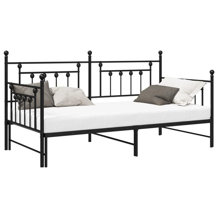 VidaXL Cadre de lit jumeau avec lit gigogne Noir 100x200 cm Acier 42002668
