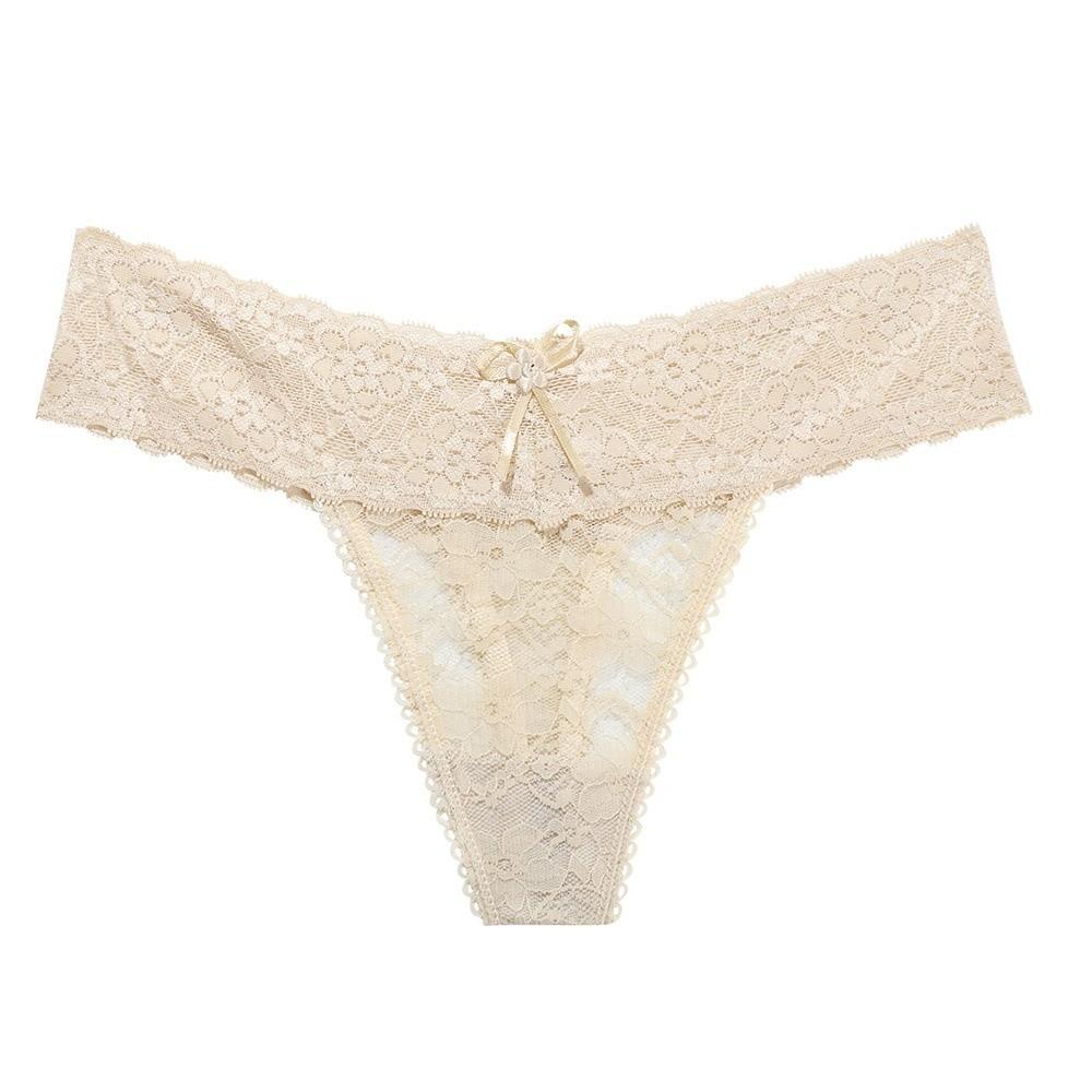 Sheer Women Lace Flower Briefs Mid Waist Floral Underpants Fashion Lace Thong Panties Underwear