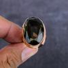 Drahokam kouřový topaz Ručně vyráběný měděný šperk Prsten Velikost 8
