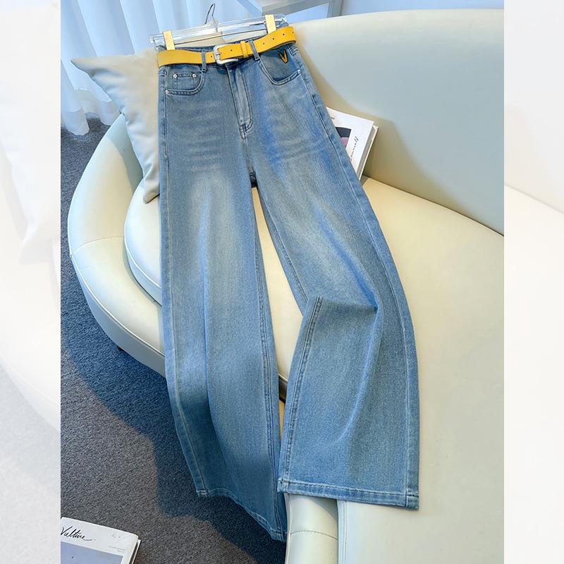 

Женские светло-голубые ретро джинсы свободного кроя с широкими штанинами, длиной до пола, тренд весна/лето 2025. 28/L recommended for 105-115 jin