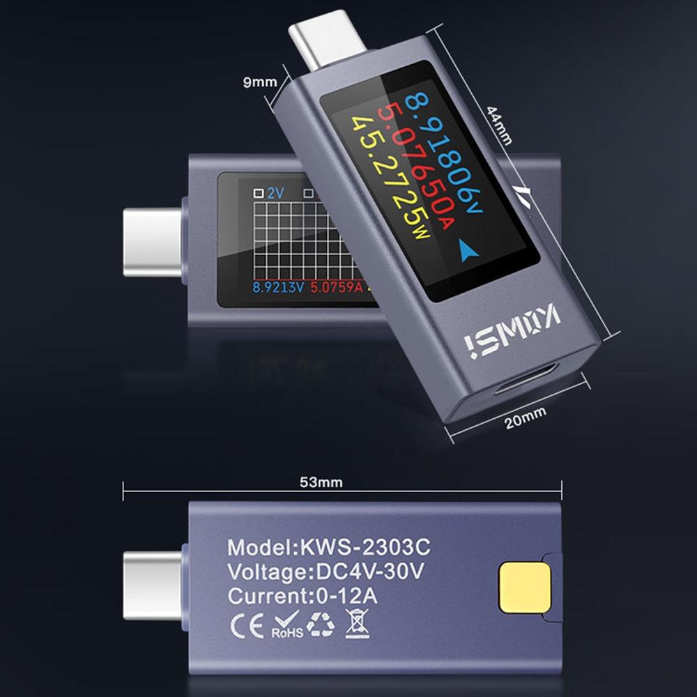 Type-C Power Meter Tester KWS-2303C Cell Phone Charging Test New Current and Voltage Monitor