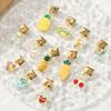 Creative Fruit Series Ice Cream Bow Shell Golden Pendant Italian Charm Links Fit 9MM Stainless Steel Bracelet DIY Making Gift
