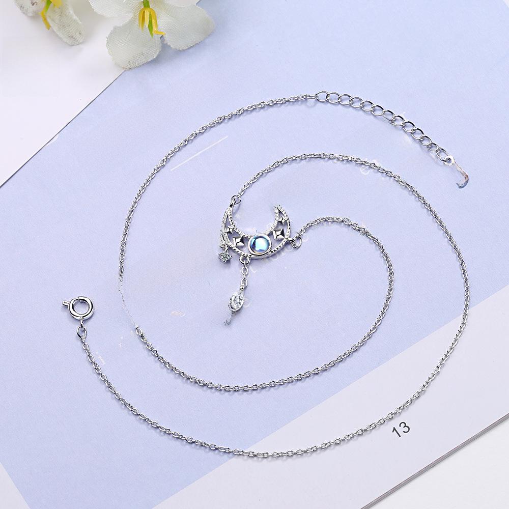 Colorful Moon Necklace: Fresh, Sweet Design - Short Clavicle Chain, Korean-Style for Students.