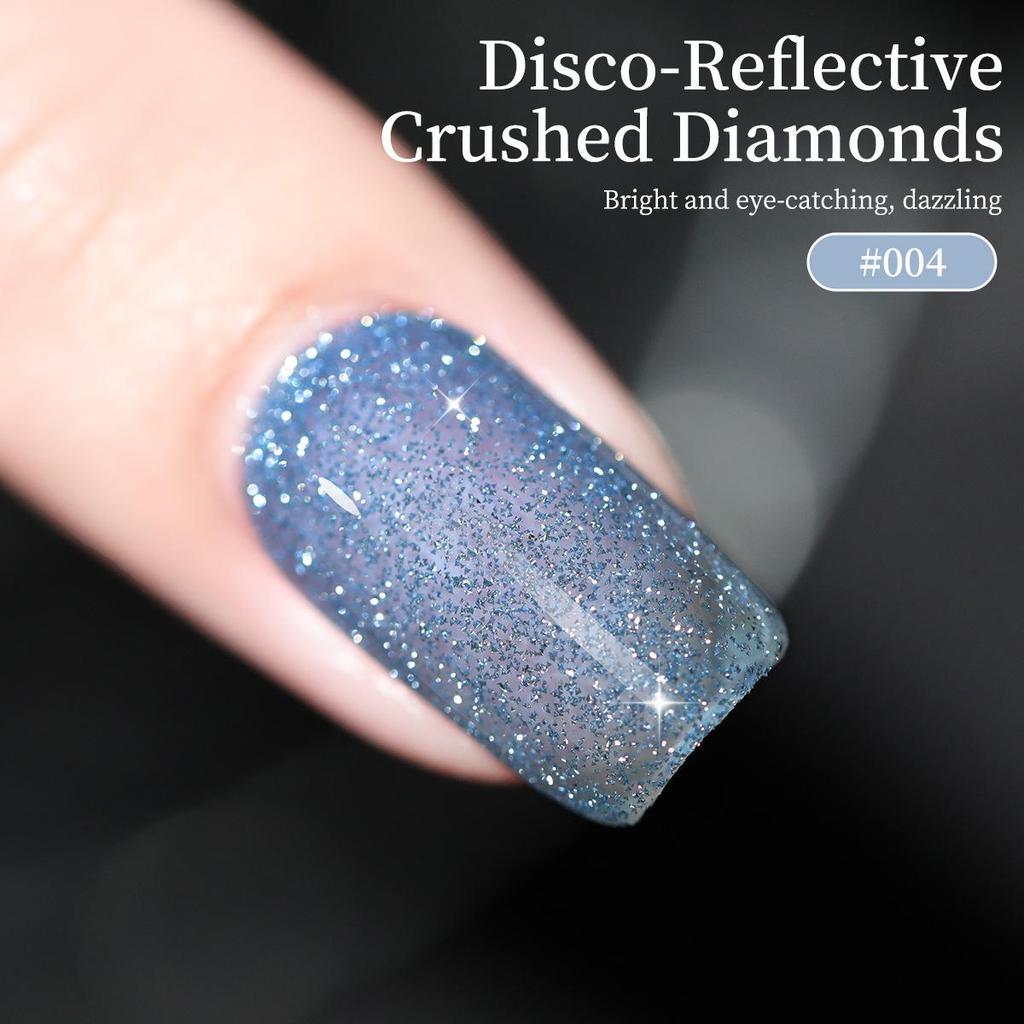 Reflective Disco Diamond Gel Polish 2025: Starlight Silver Nail Set