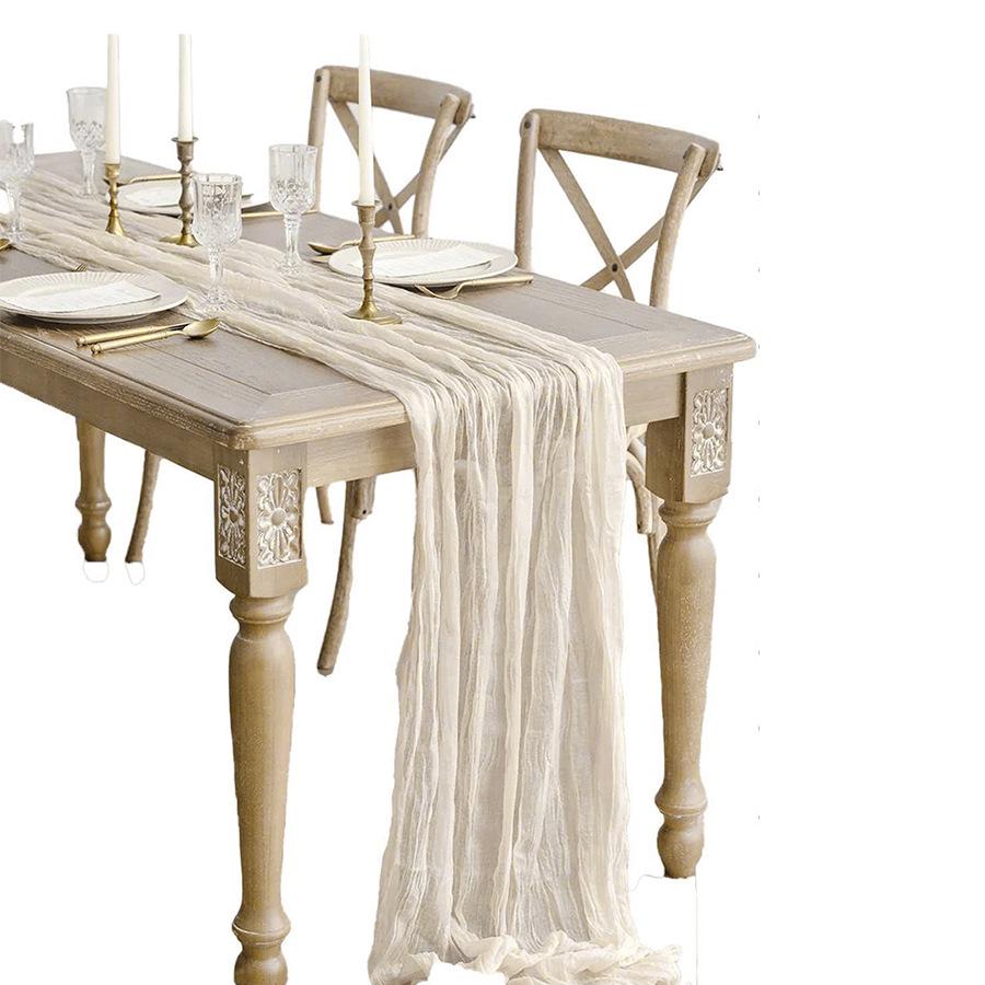 Bohemian Crinkled Cheesecloth Table Runner - Bali Yarn Style for Weddings and Parties